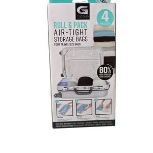 G‎ Force Roll & Pack Air-Tight Storage Bags Unisex OS Clear New 4 Piece Set 5160